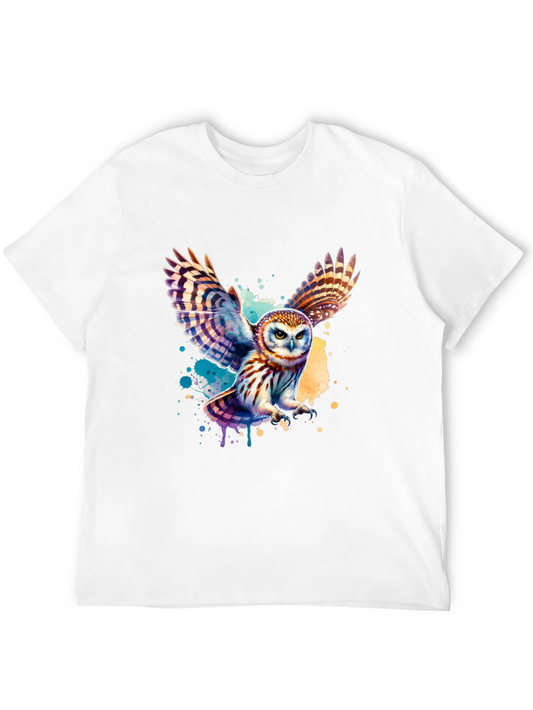 Watercolor Owl Print Black Tee