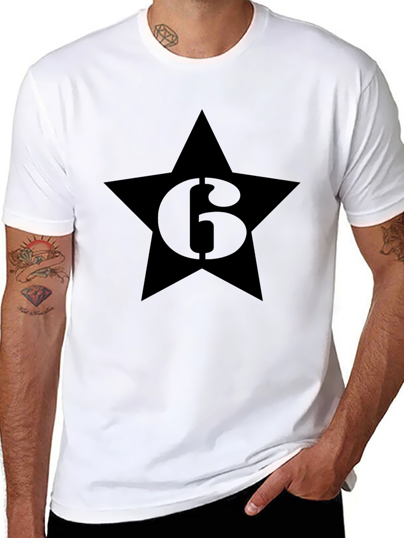 Star Number 6 Black Graphic Tee