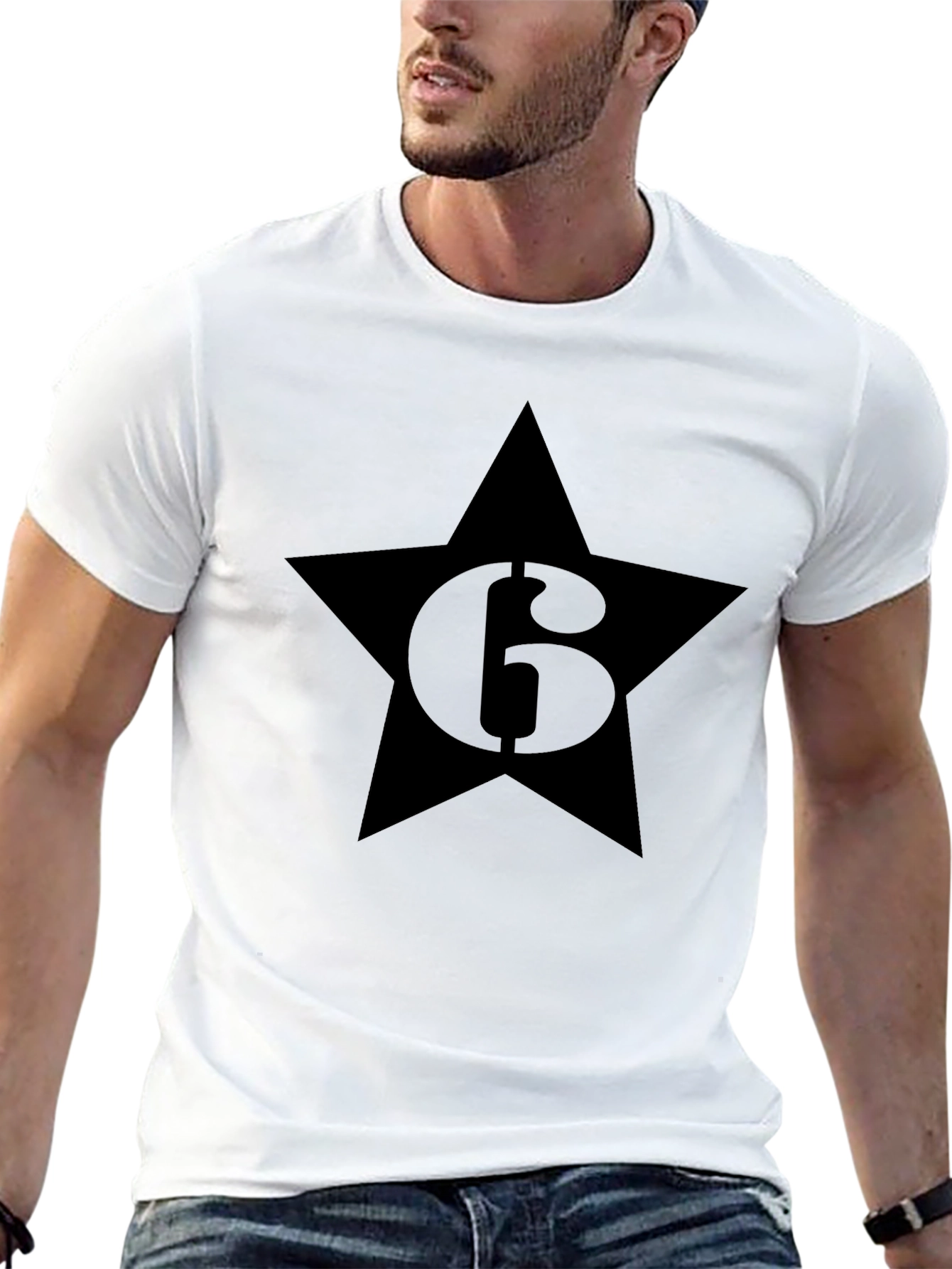 Star Number 6 Black Graphic Tee