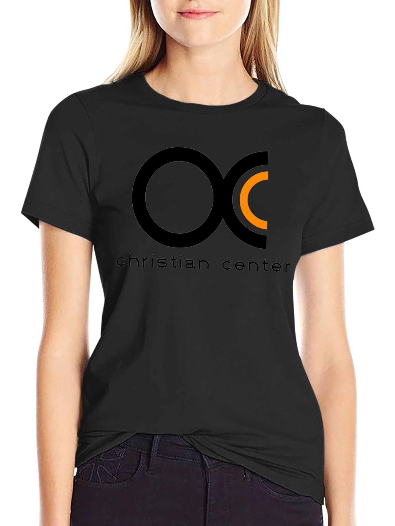 Christian Center Black Tee with Circle Logo