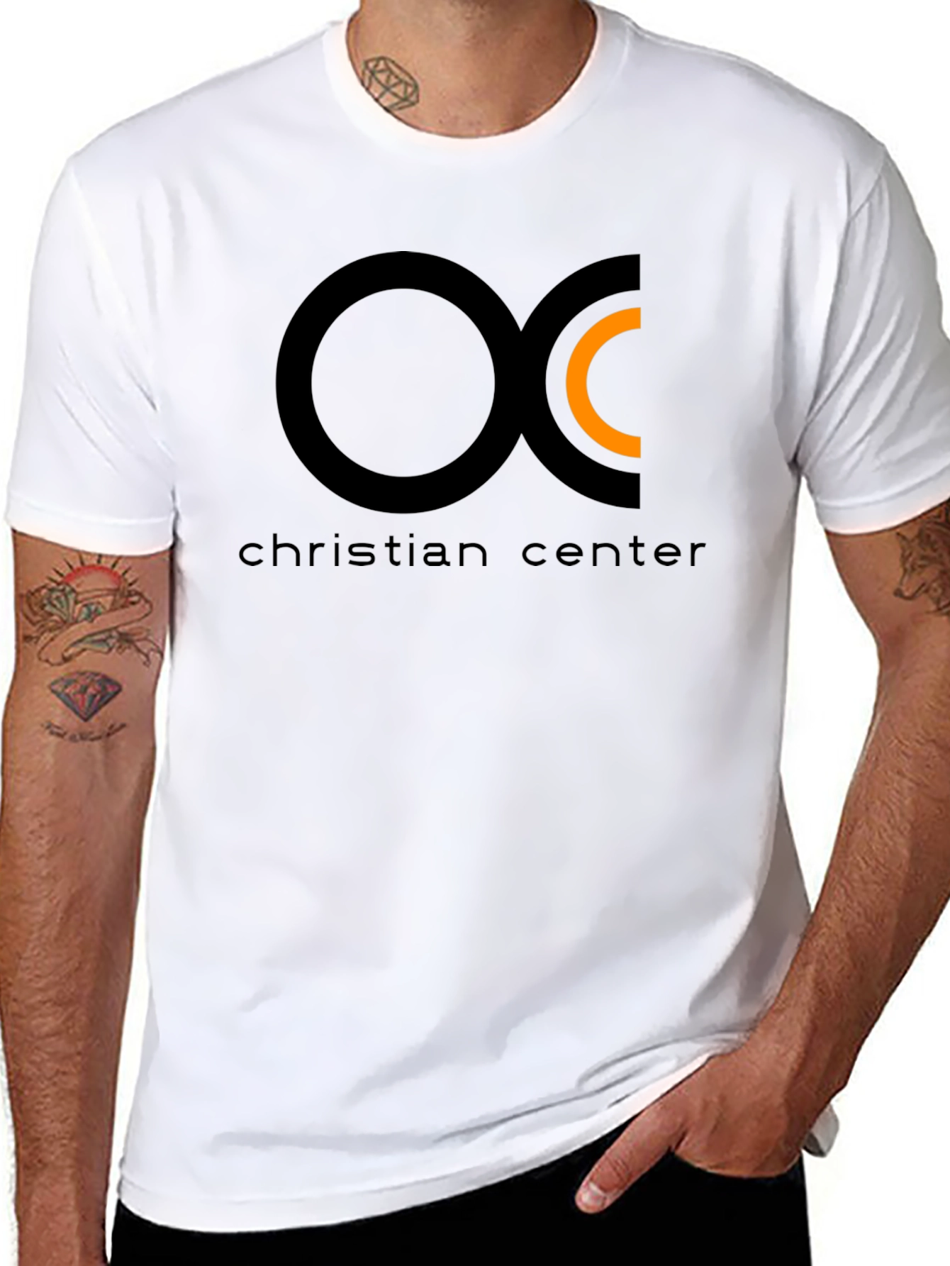 Christian Center Black Tee with Circle Logo