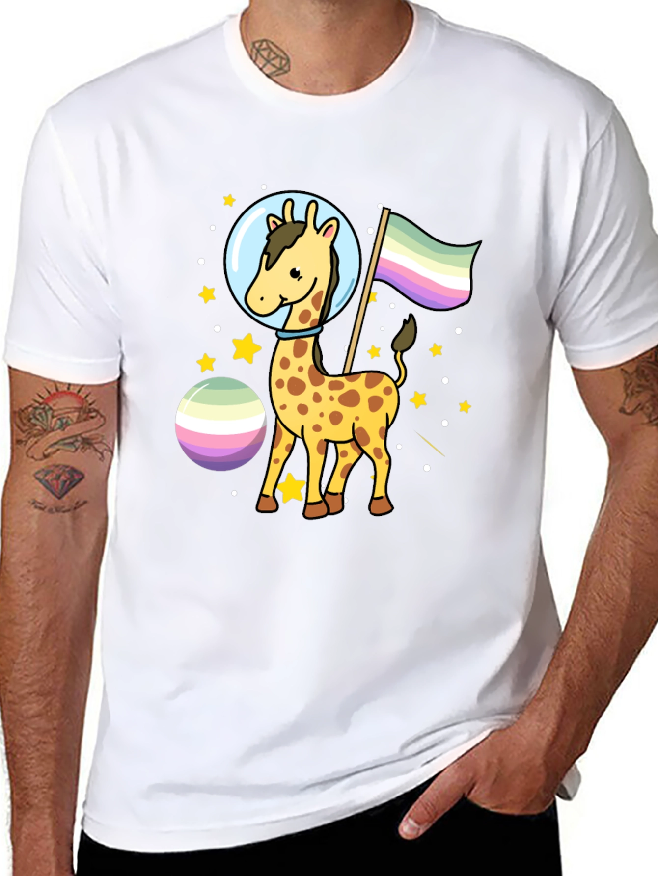 Giraffe Astronaut LGBTQ+ Pride T-Shirt