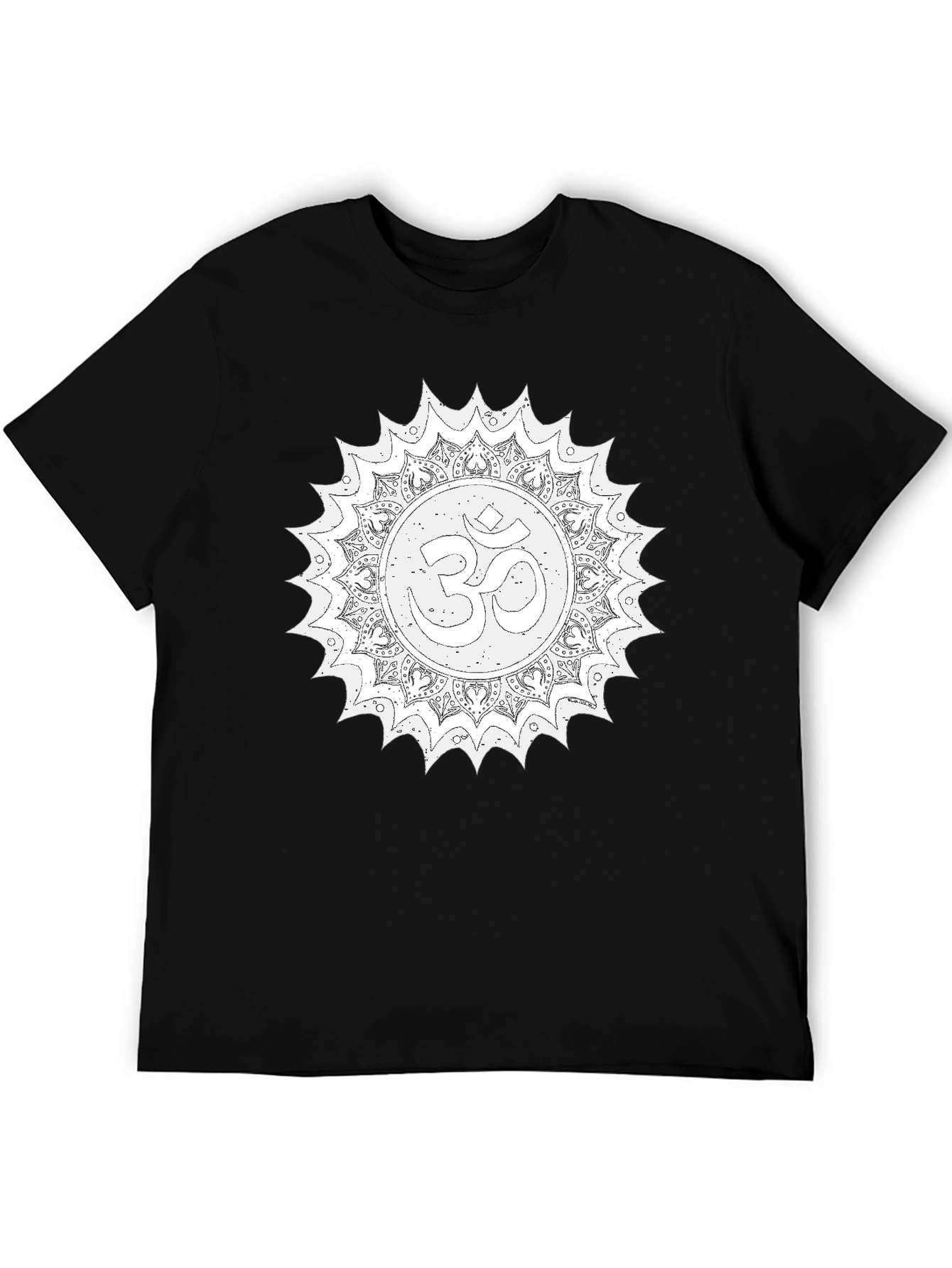 Om Mandala Graphic Tee - Relaxed Fit Black T-Shirt