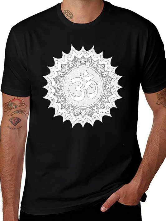 Om Mandala Graphic Tee - Relaxed Fit Black T-Shirt