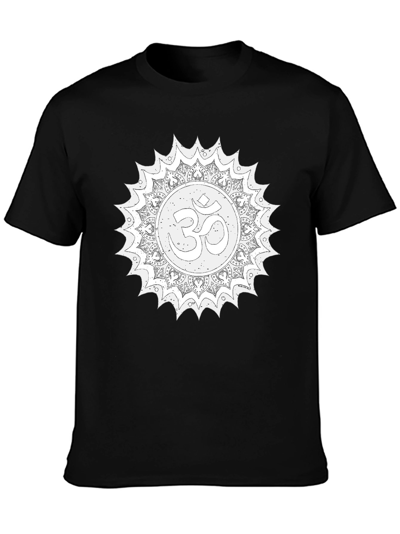 Om Mandala Graphic Tee - Relaxed Fit Black T-Shirt