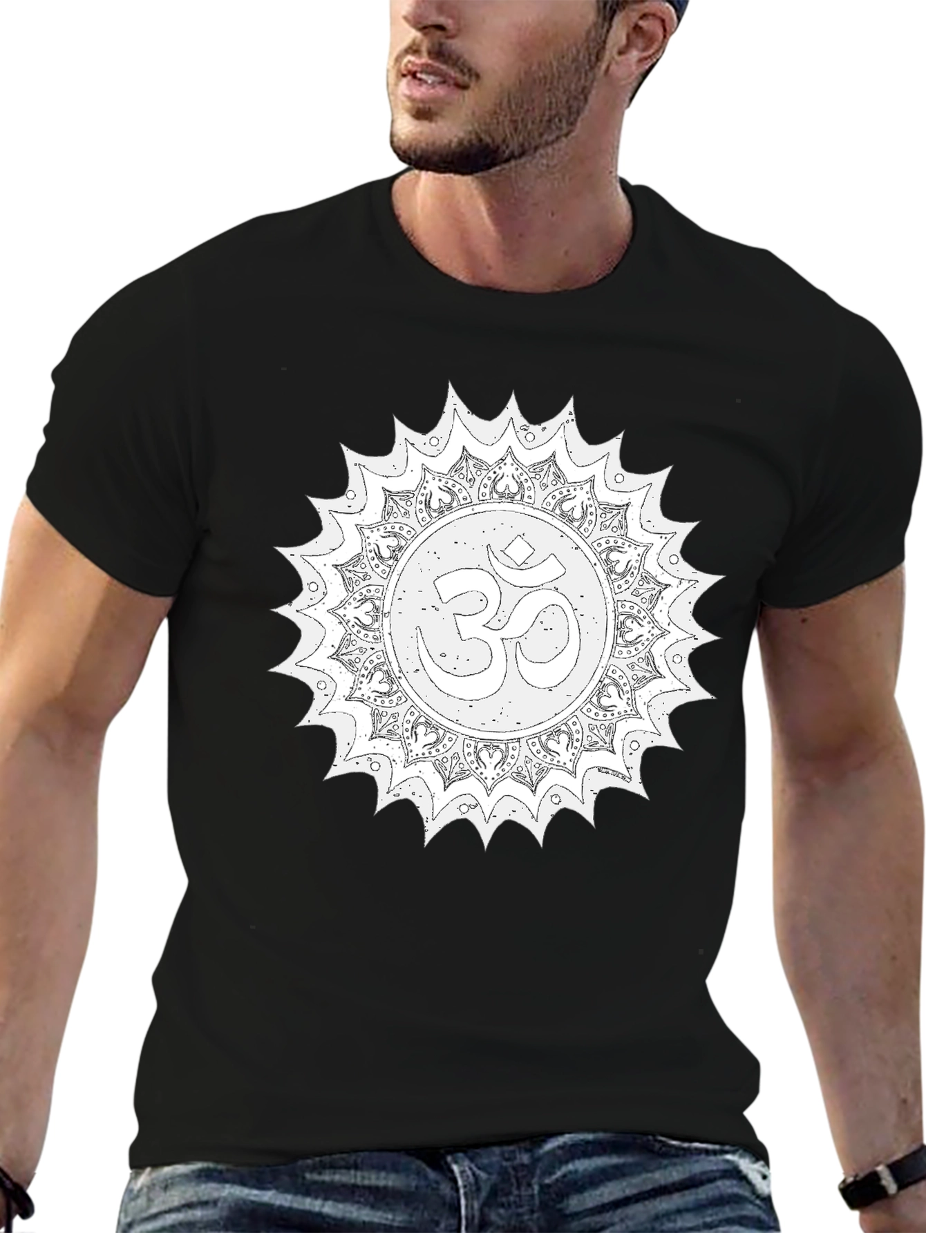 Om Mandala Graphic Tee - Relaxed Fit Black T-Shirt