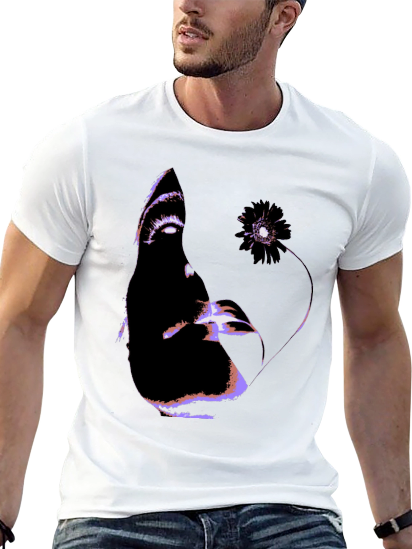 Abstract Face Graphic Black T-Shirt
