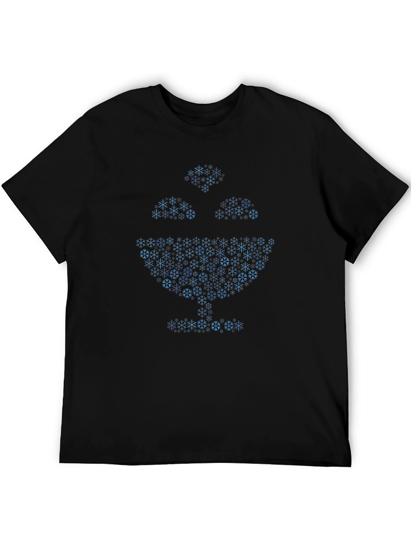 Geometric Snowflake Tree Black T-Shirt