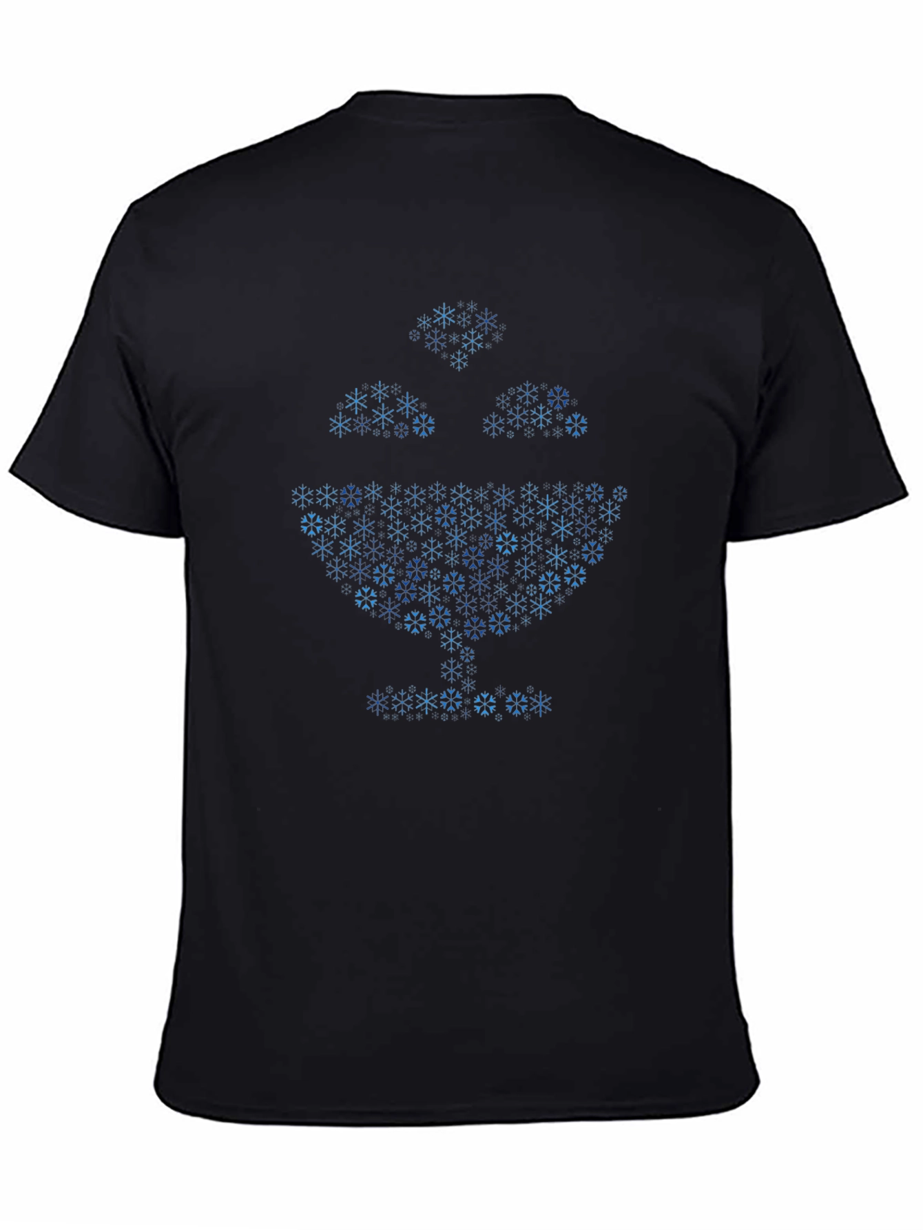 Geometric Snowflake Tree Black T-Shirt
