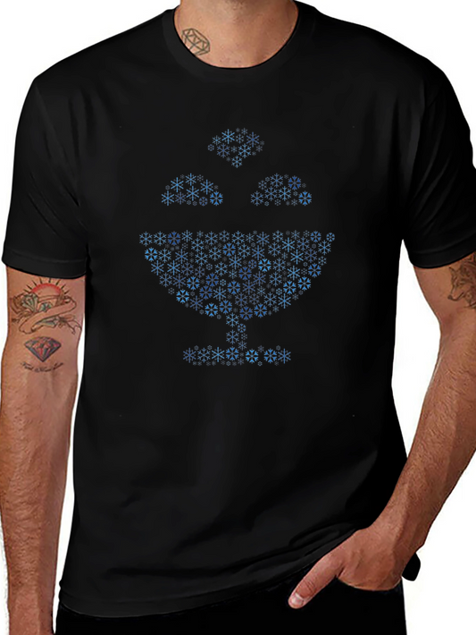 Geometric Snowflake Tree Black T-Shirt