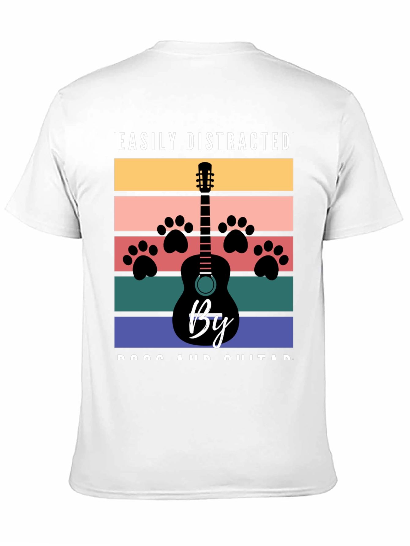 Easily Distracted by Dogs and Guitar Graphic T-Shirt