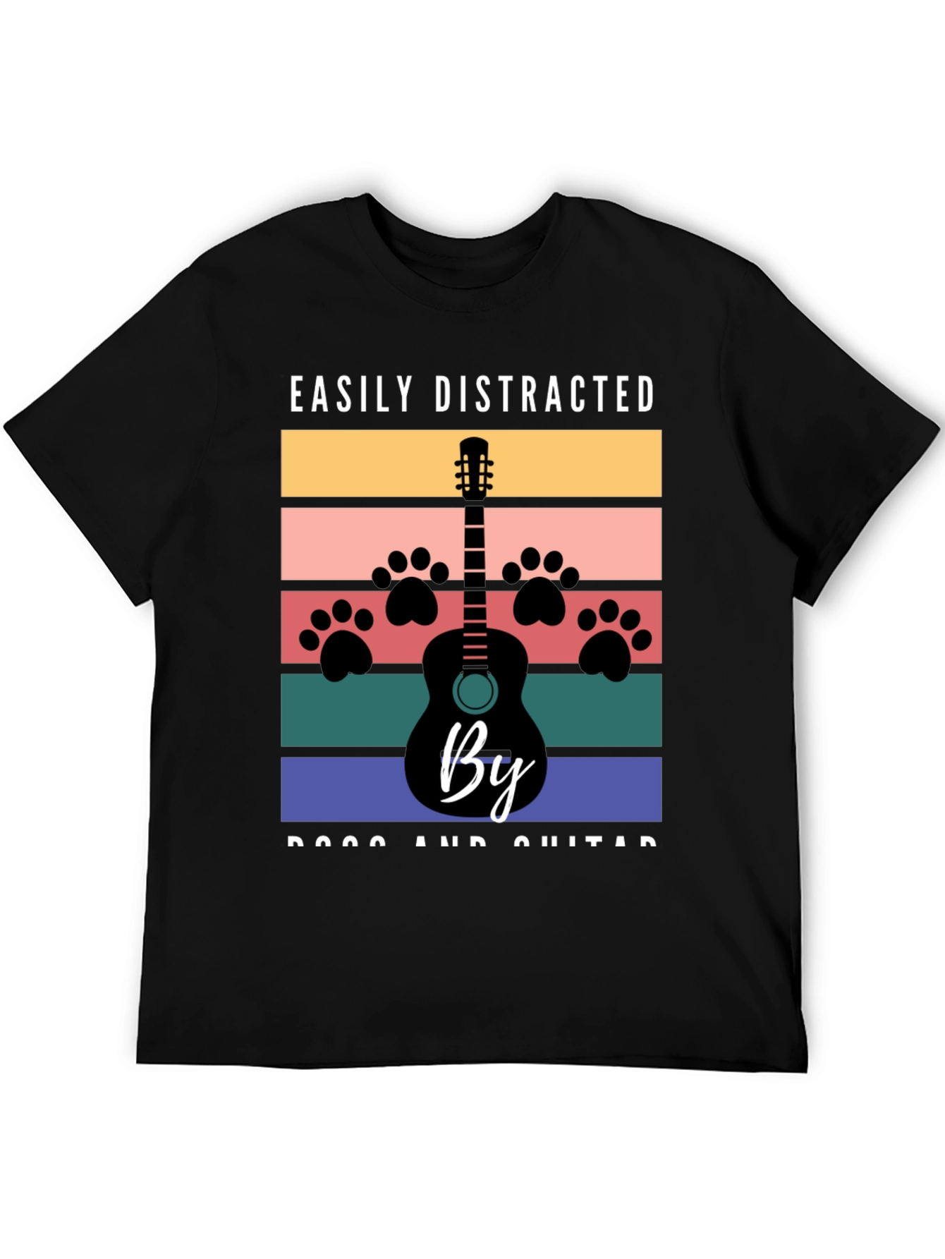 Easily Distracted by Dogs and Guitar Graphic T-Shirt
