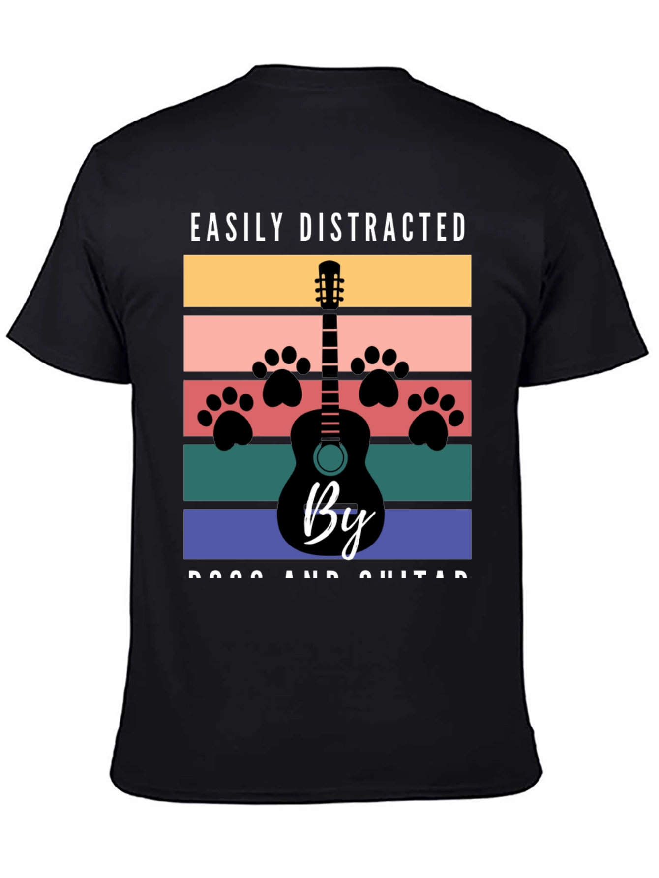 Easily Distracted by Dogs and Guitar Graphic T-Shirt
