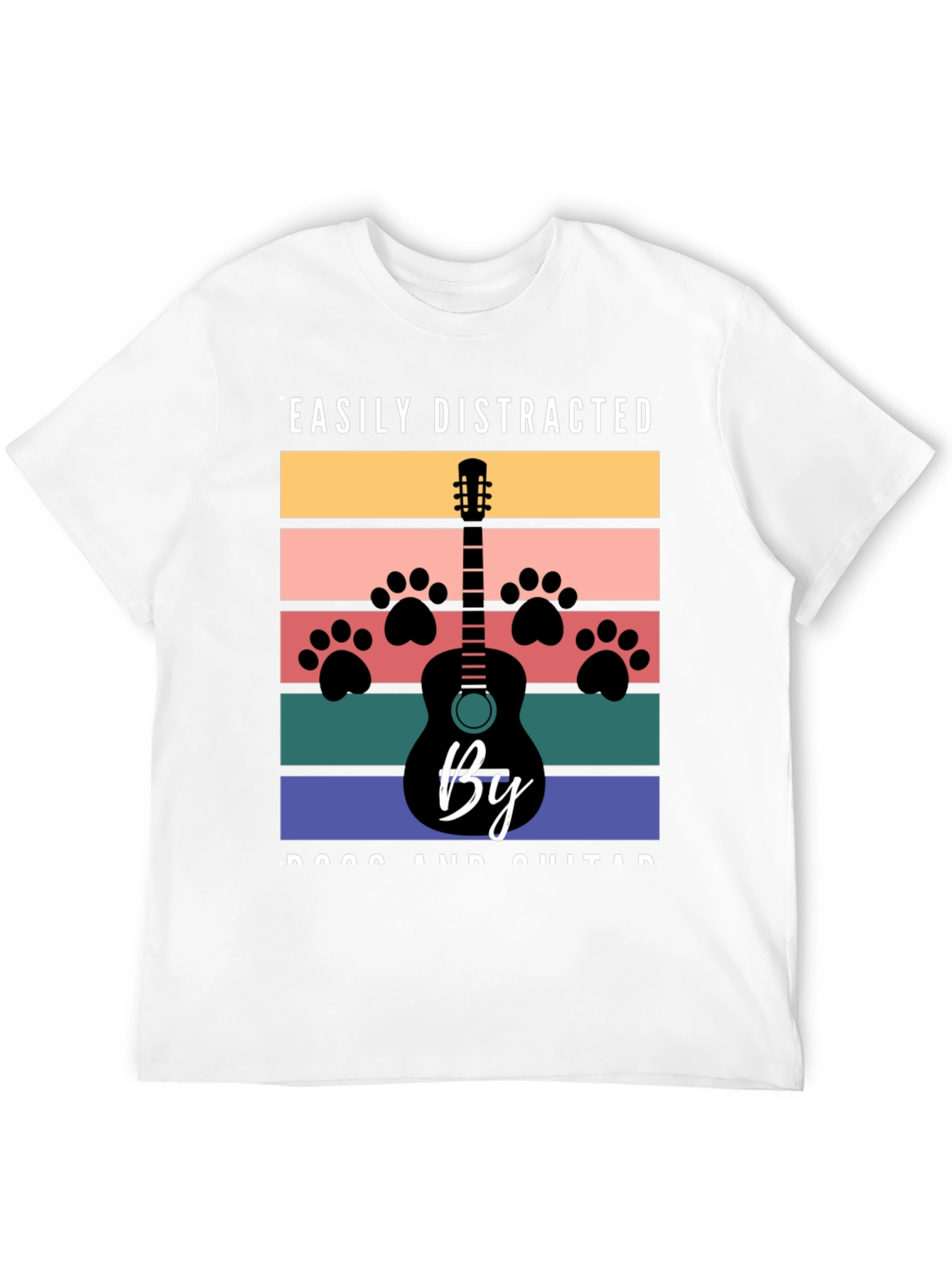 Easily Distracted by Dogs and Guitar Graphic T-Shirt