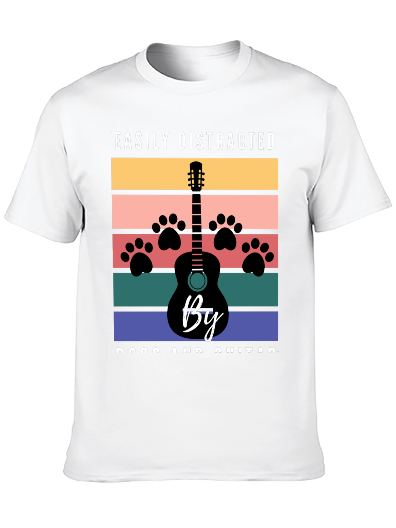 Easily Distracted by Dogs and Guitar Graphic T-Shirt