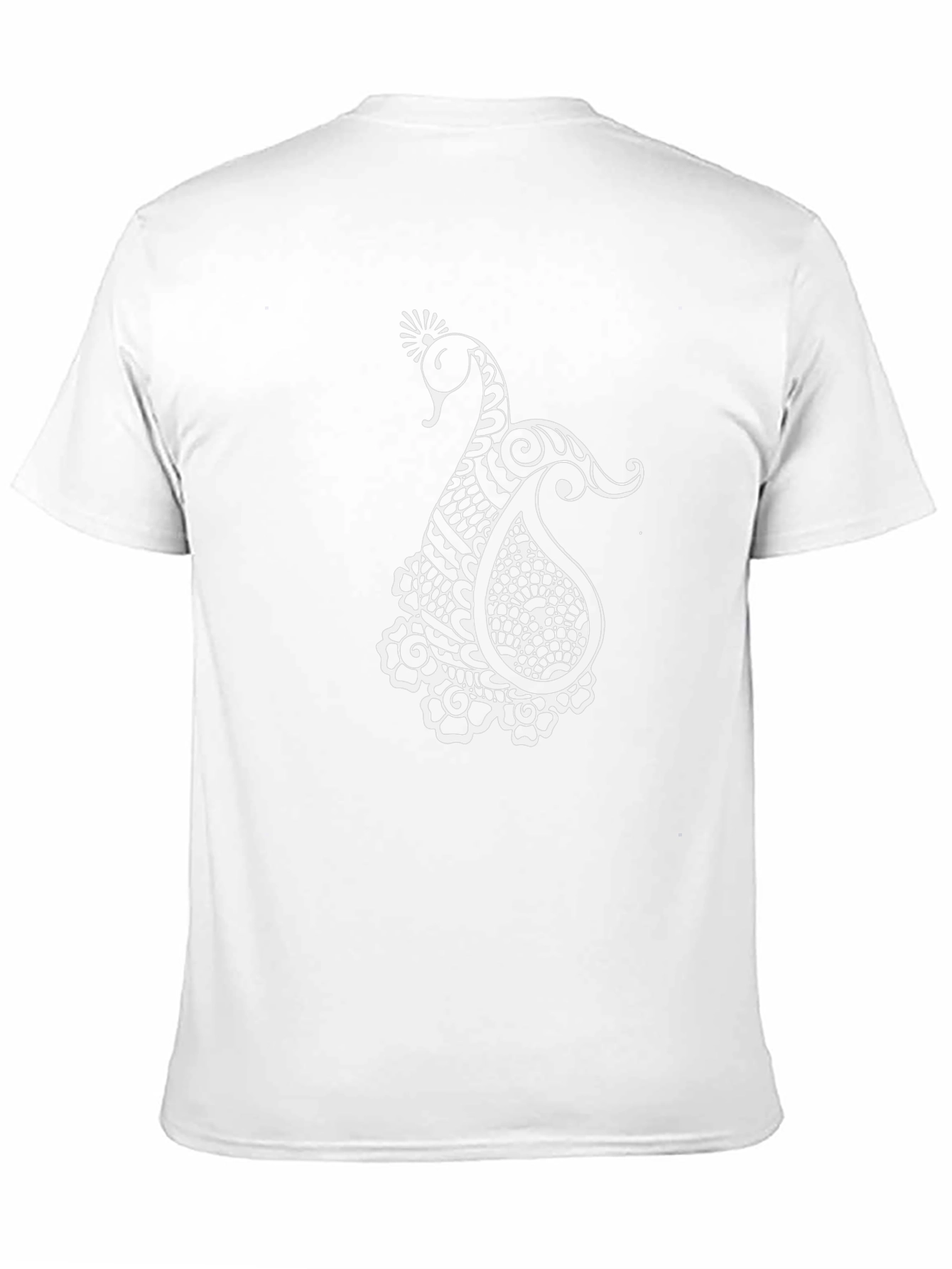 Mens Black T-Shirt with Elegant Peacock Design
