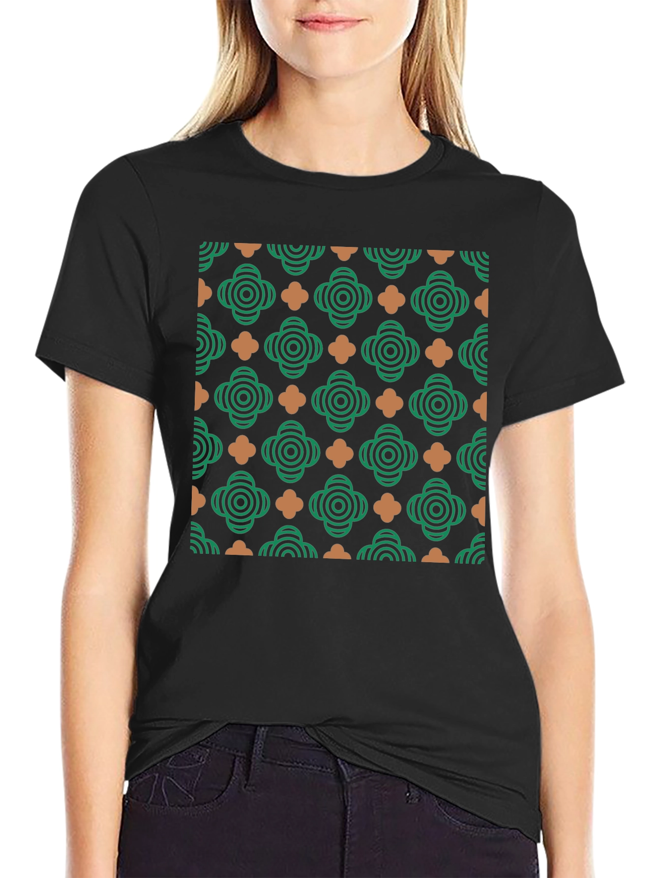 Stylish Black T-Shirt with Geometric Pattern