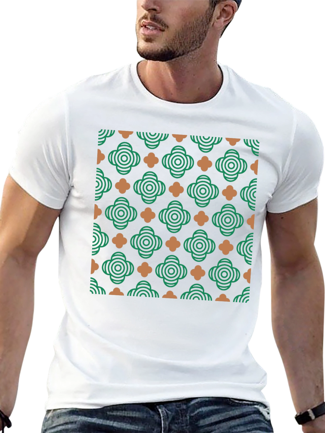 Stylish Black T-Shirt with Geometric Pattern