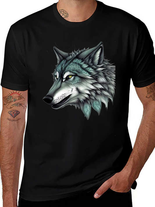 Wolf Graphic Print Black T-Shirt for Men