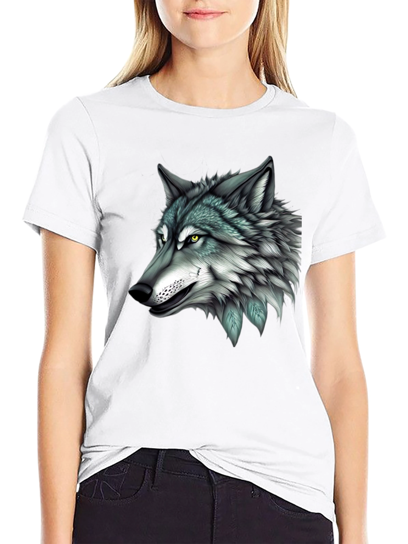 Wolf Graphic Print Black T-Shirt for Men