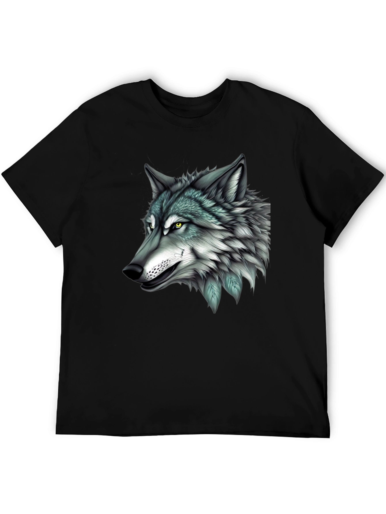 Wolf Graphic Print Black T-Shirt for Men