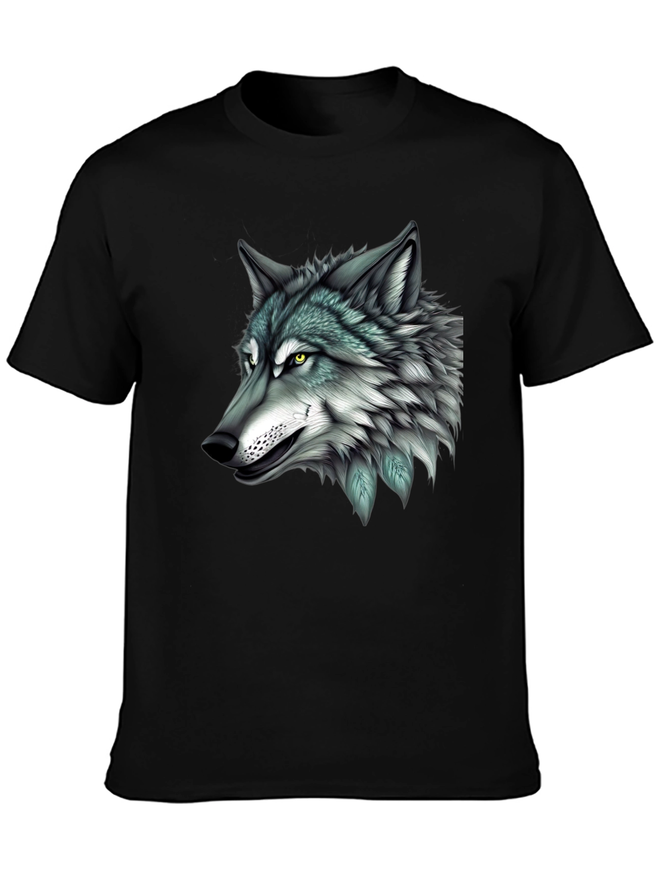 Wolf Graphic Print Black T-Shirt for Men
