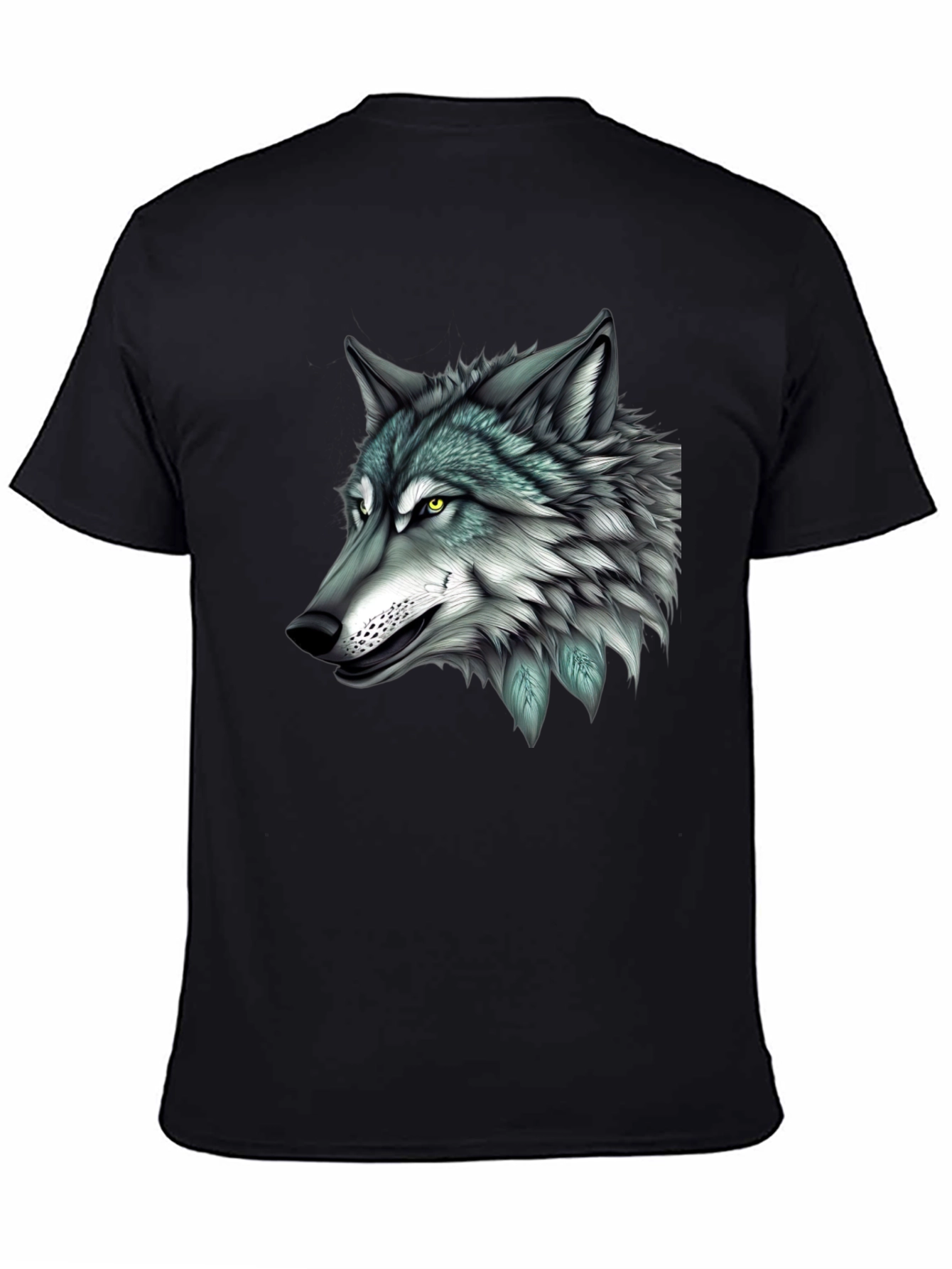 Wolf Graphic Print Black T-Shirt for Men
