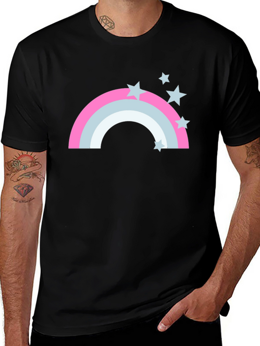 Rainbow Stars Graphic Tee - Mens Black T-Shirt