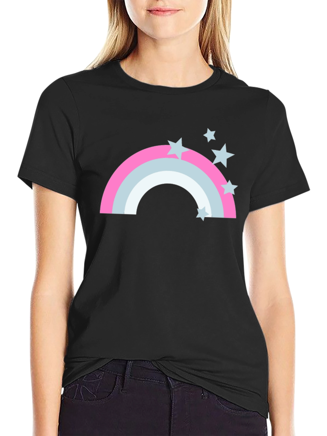 Rainbow Stars Graphic Tee - Mens Black T-Shirt