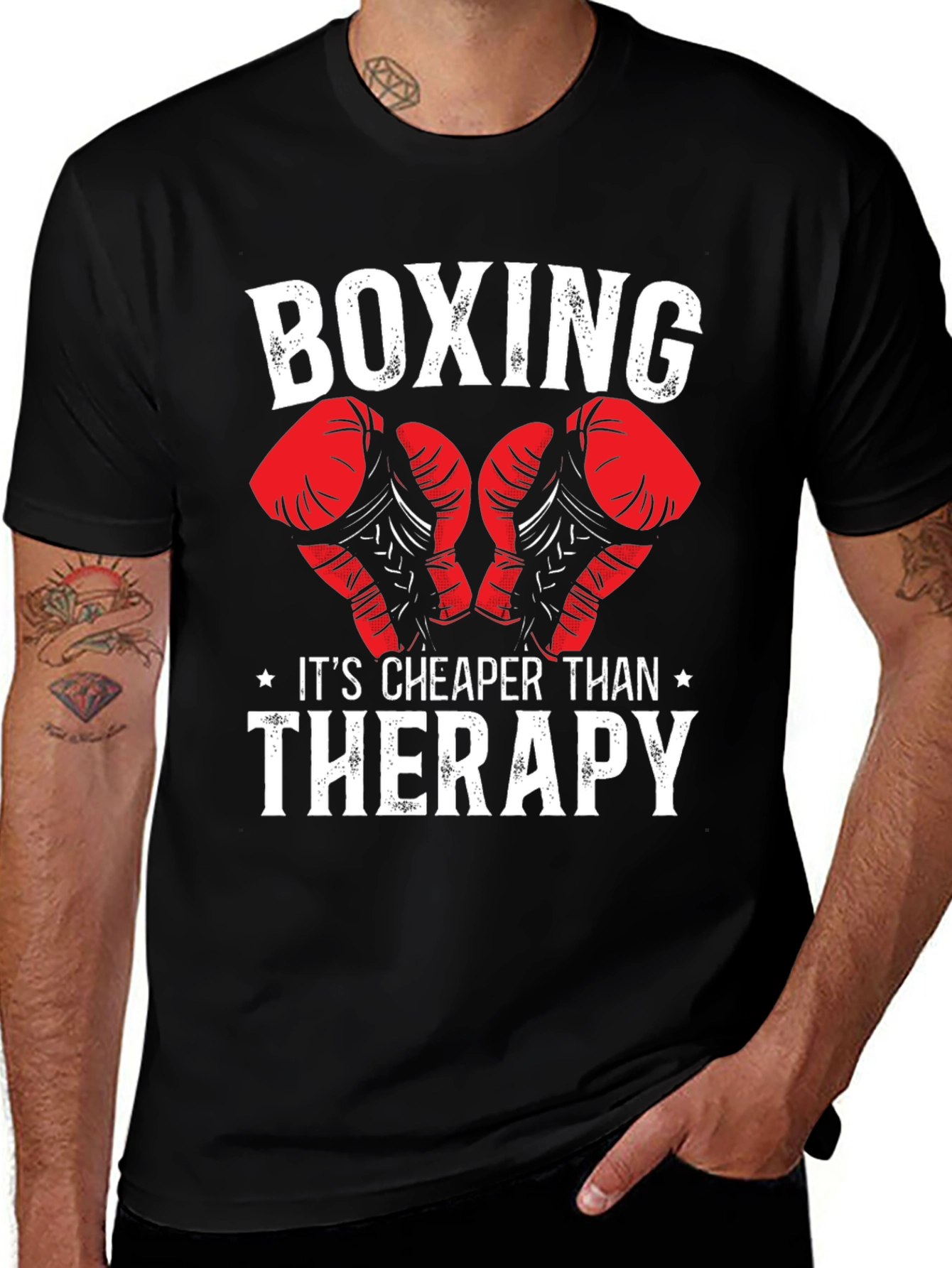 Boxing Cheaper Than Therapy Graphic T-Shirt