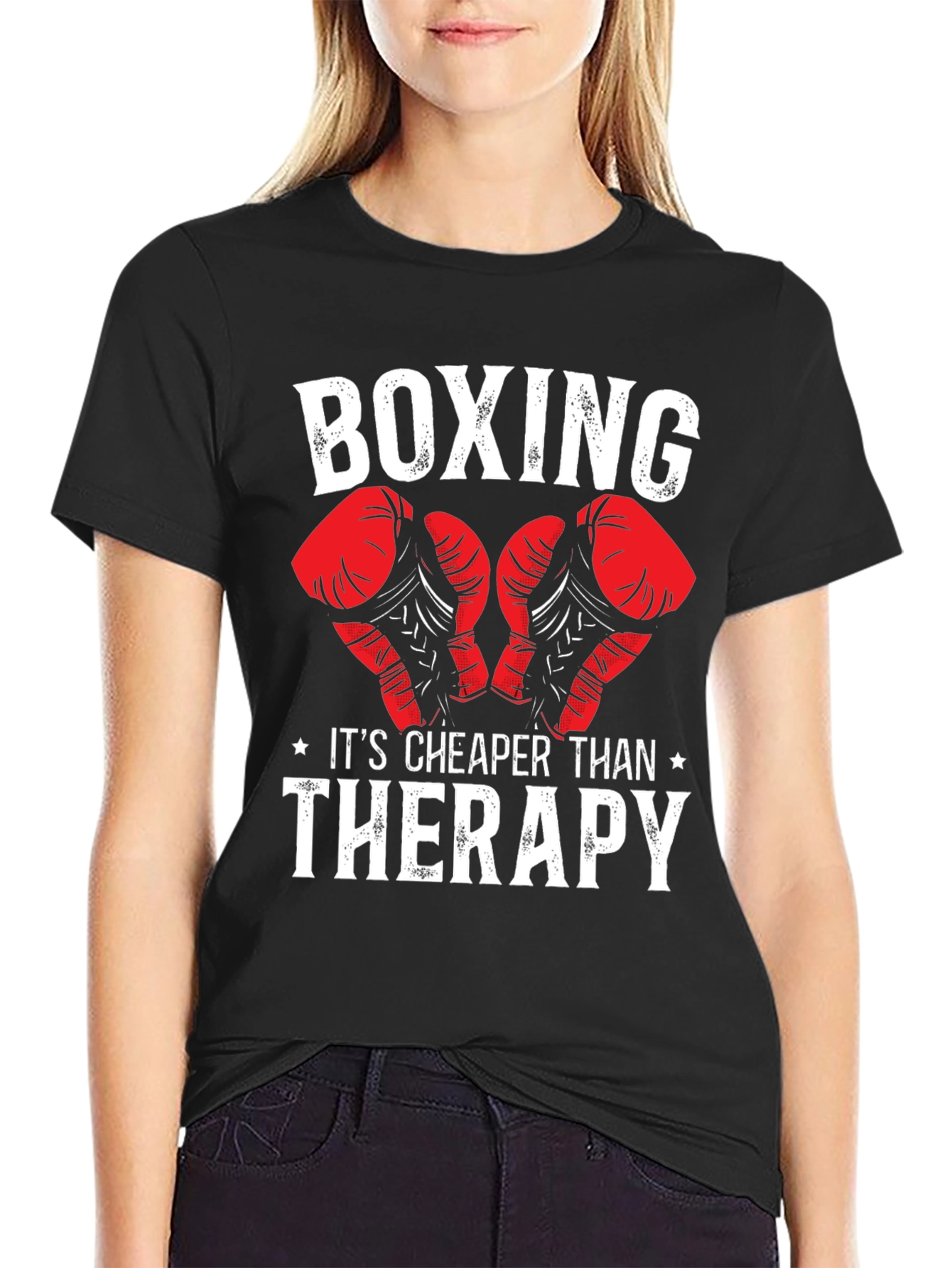 Boxing Cheaper Than Therapy Graphic T-Shirt