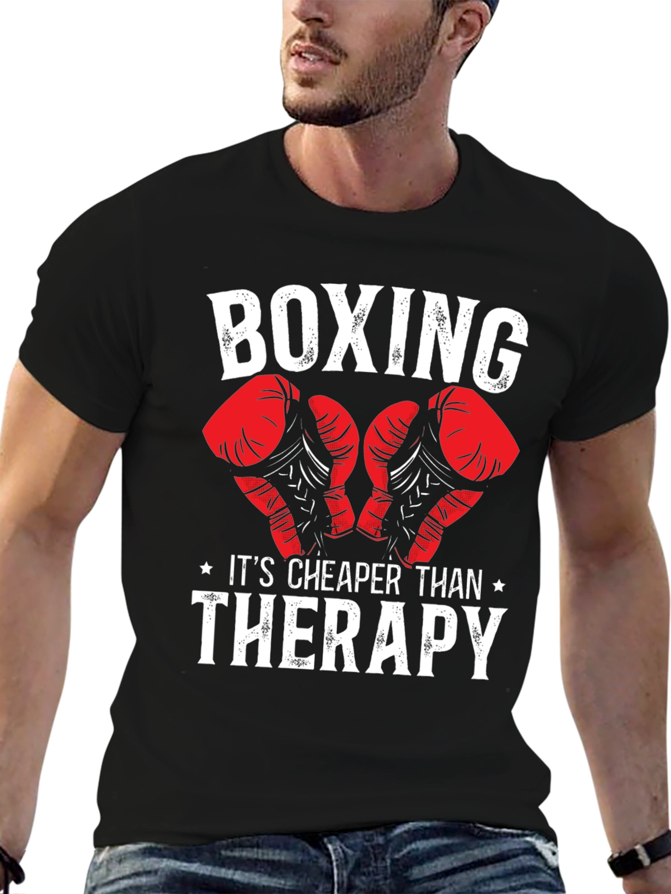 Boxing Cheaper Than Therapy Graphic T-Shirt