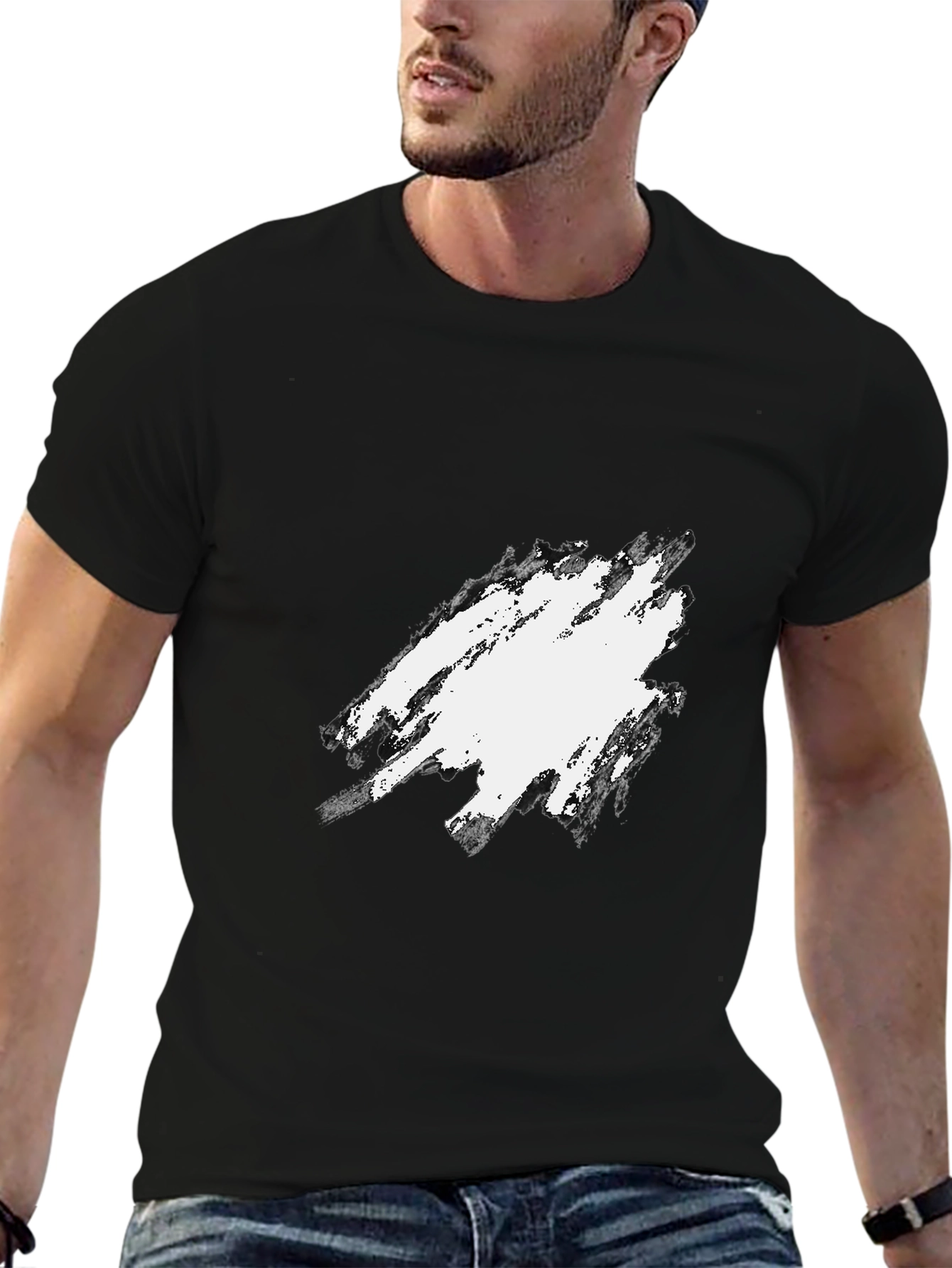 Mens Black Crewneck T-Shirt with Graphic