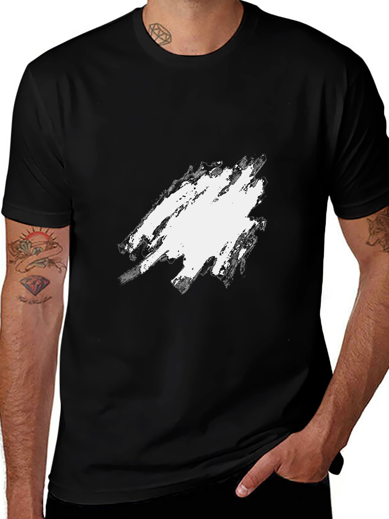 Mens Black Crewneck T-Shirt with Graphic