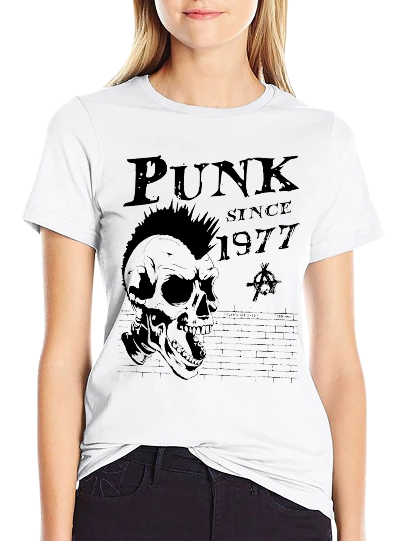 Punk Since 1977 Skull Graphic Tee - Black