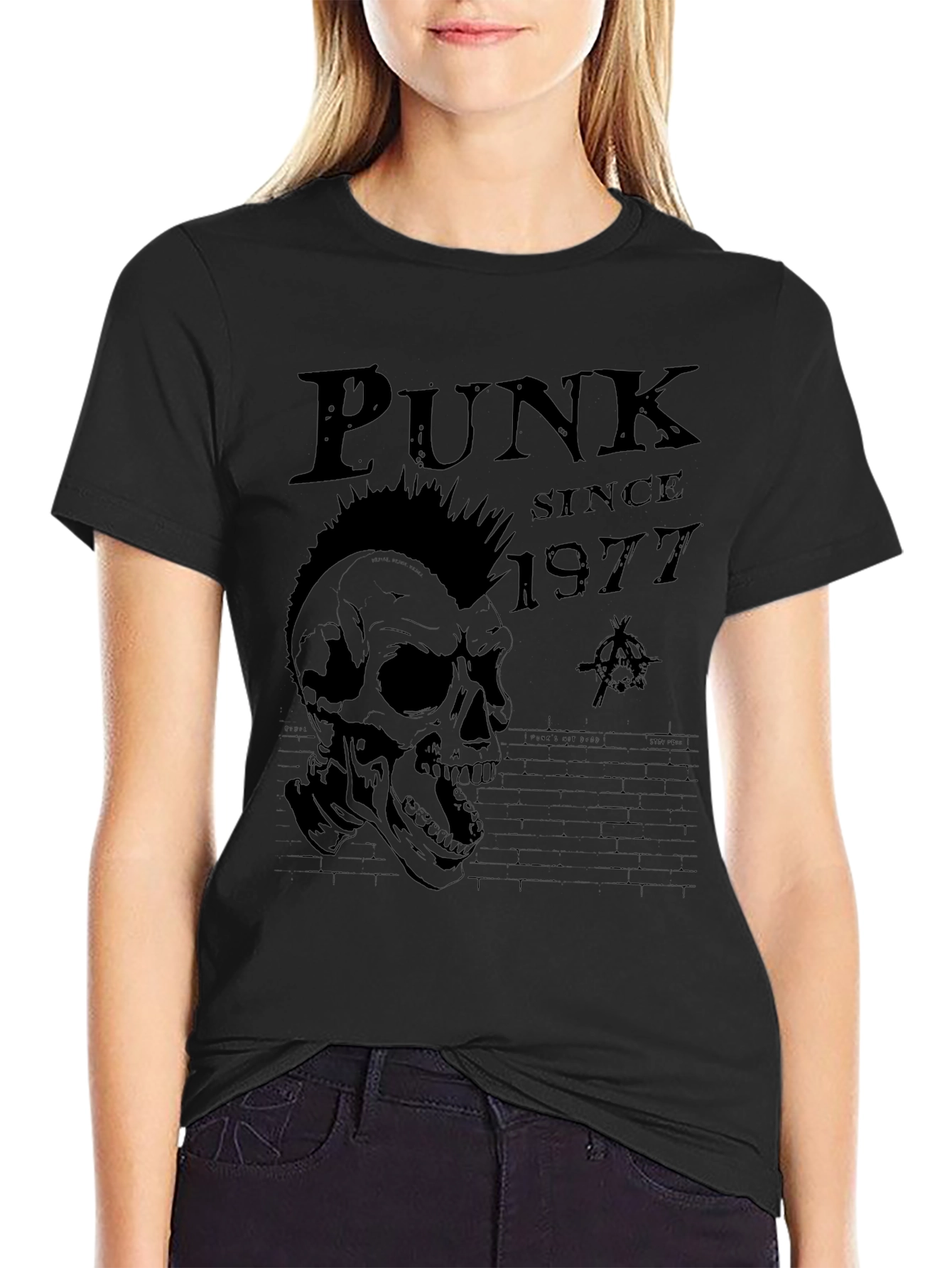Punk Since 1977 Skull Graphic Tee - Black
