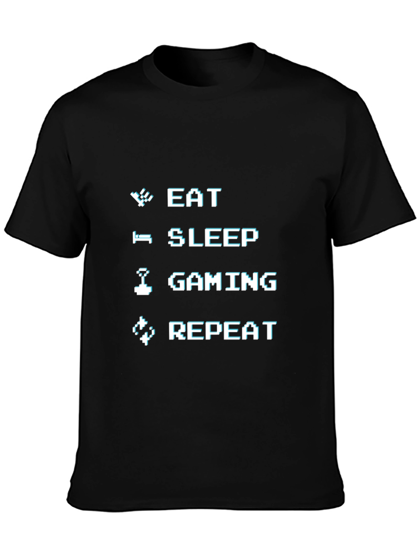 Eat Sleep Gaming Repeat Black T-Shirt