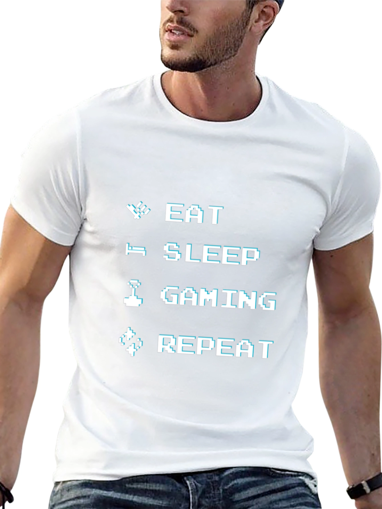 Eat Sleep Gaming Repeat Black T-Shirt