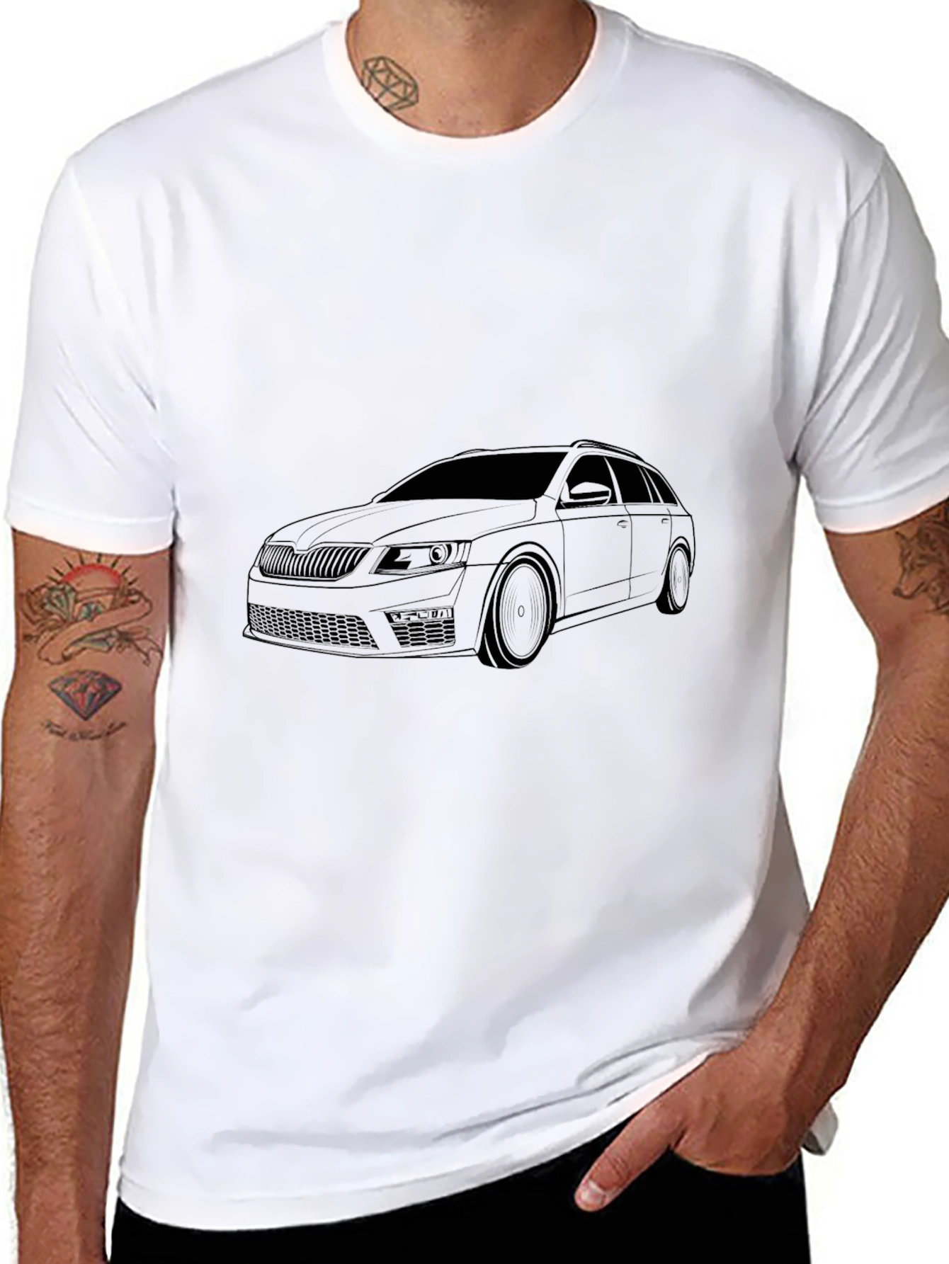 Black Car Outline Graphic T-Shirt