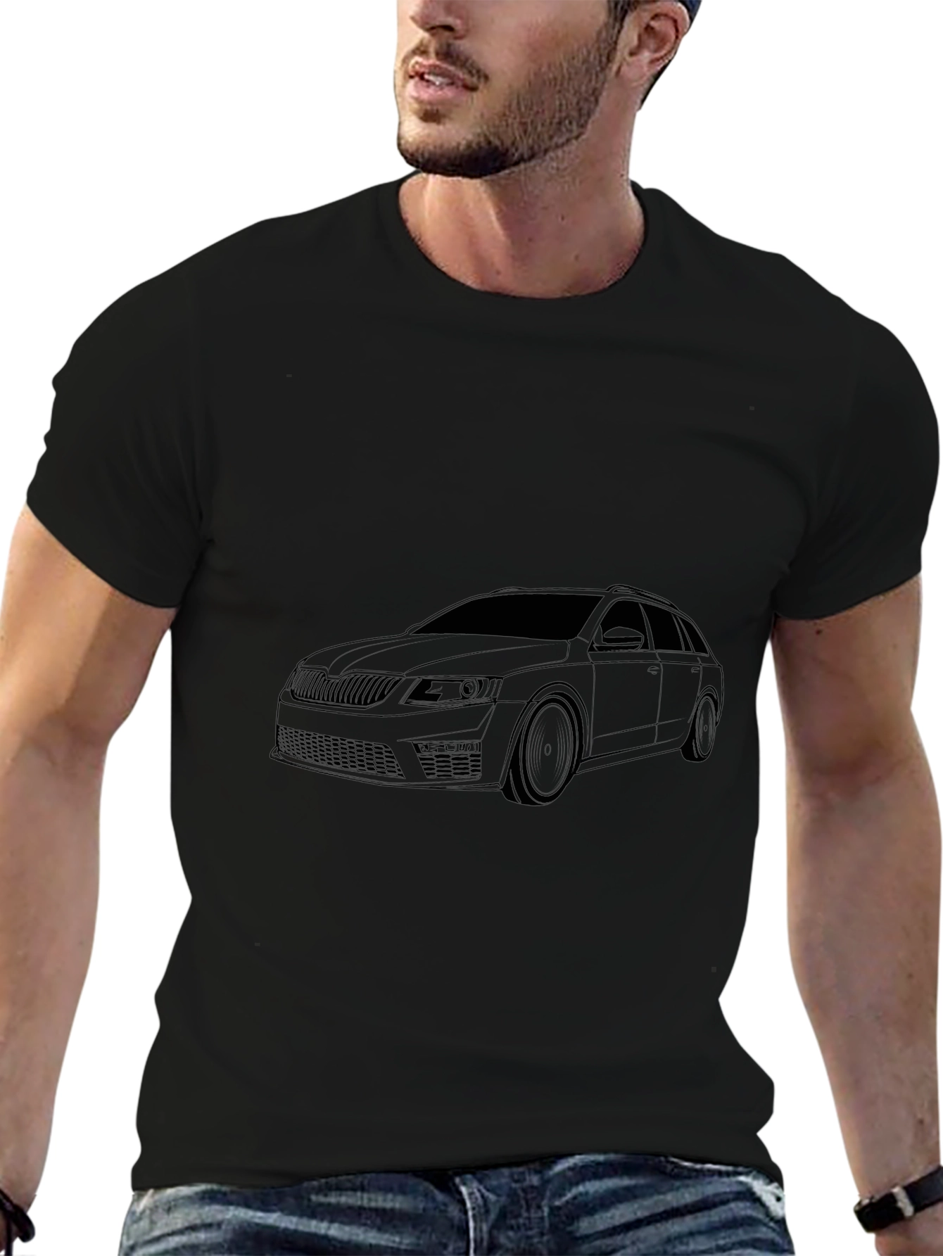 Black Car Outline Graphic T-Shirt