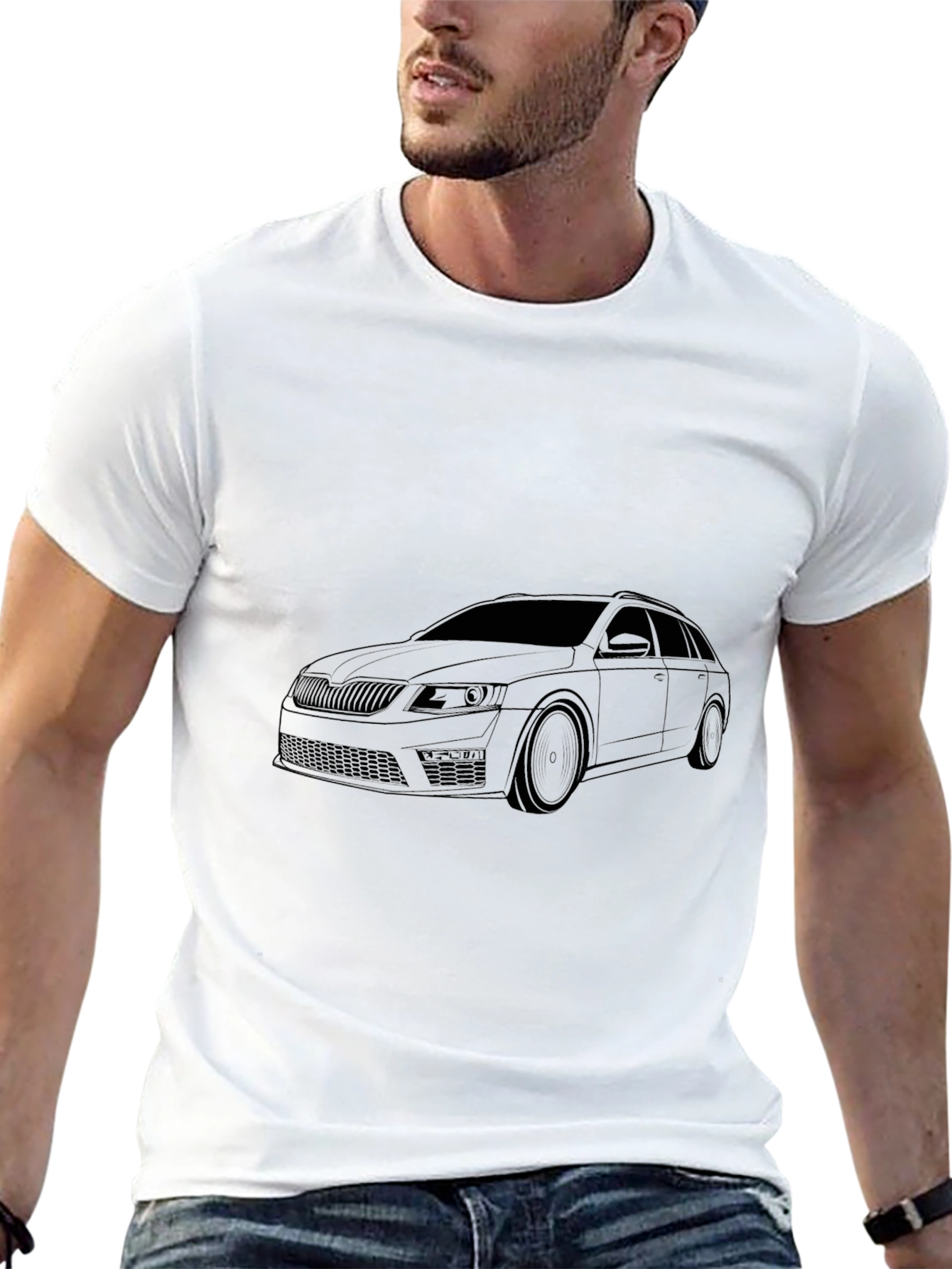 Black Car Outline Graphic T-Shirt