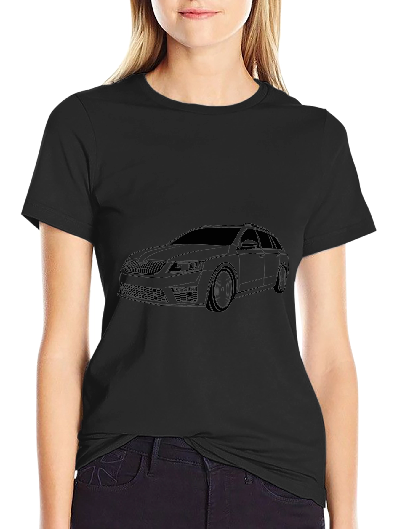 Black Car Outline Graphic T-Shirt
