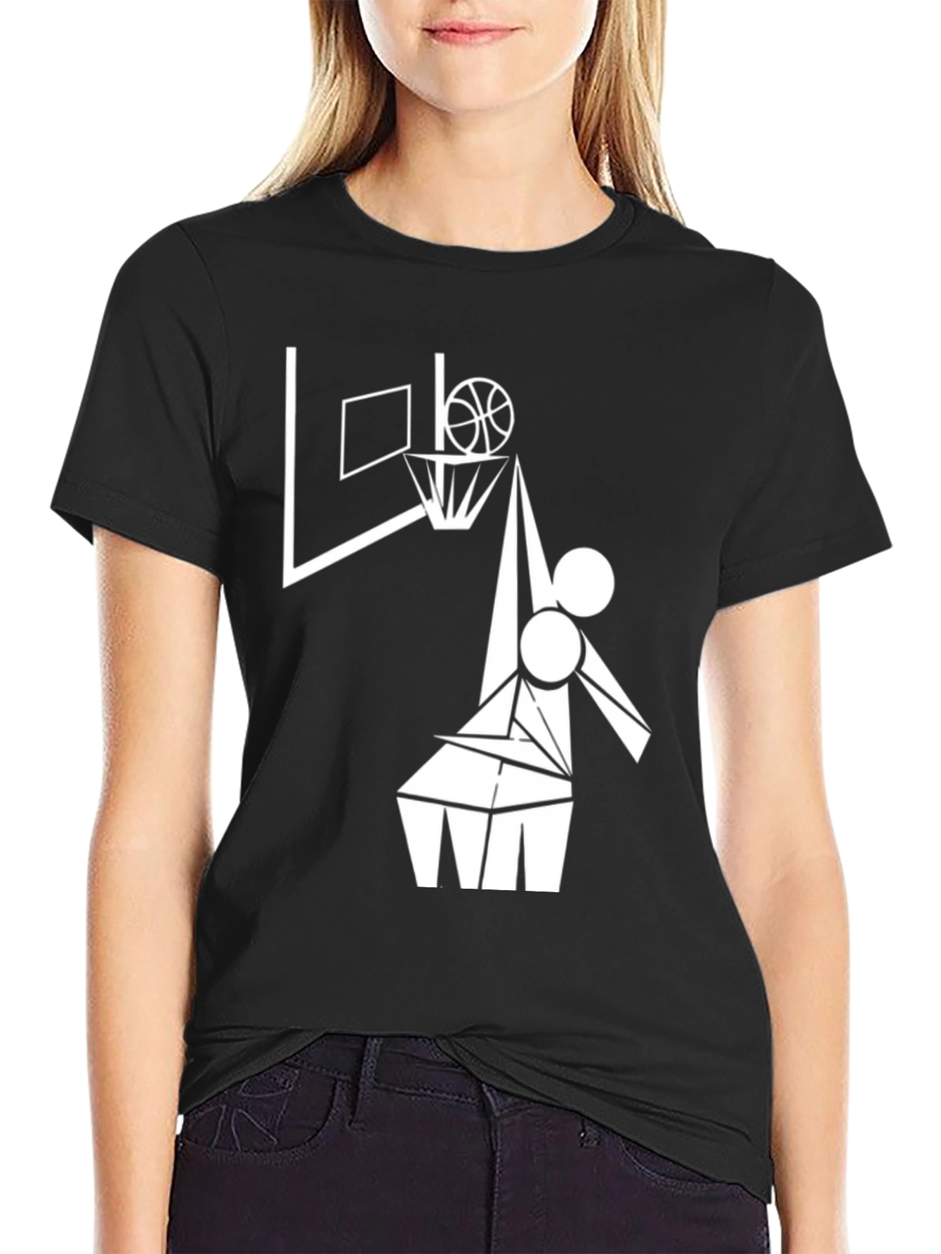 Abstract Basketball Player Black T-Shirt