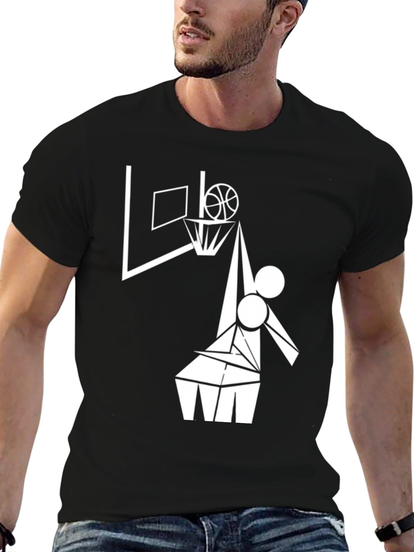 Abstract Basketball Player Black T-Shirt