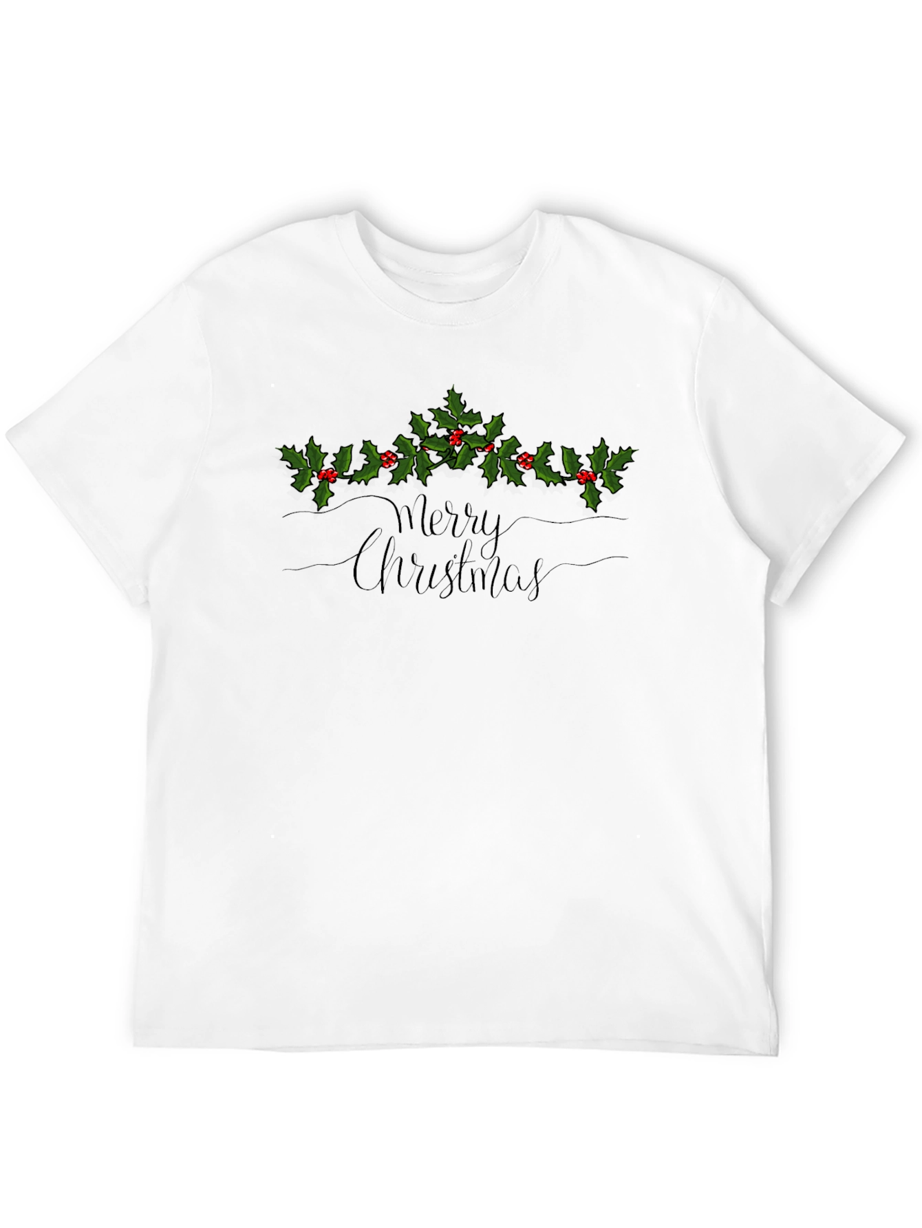 Festive Merry Christmas Holly Berry Graphic Tee