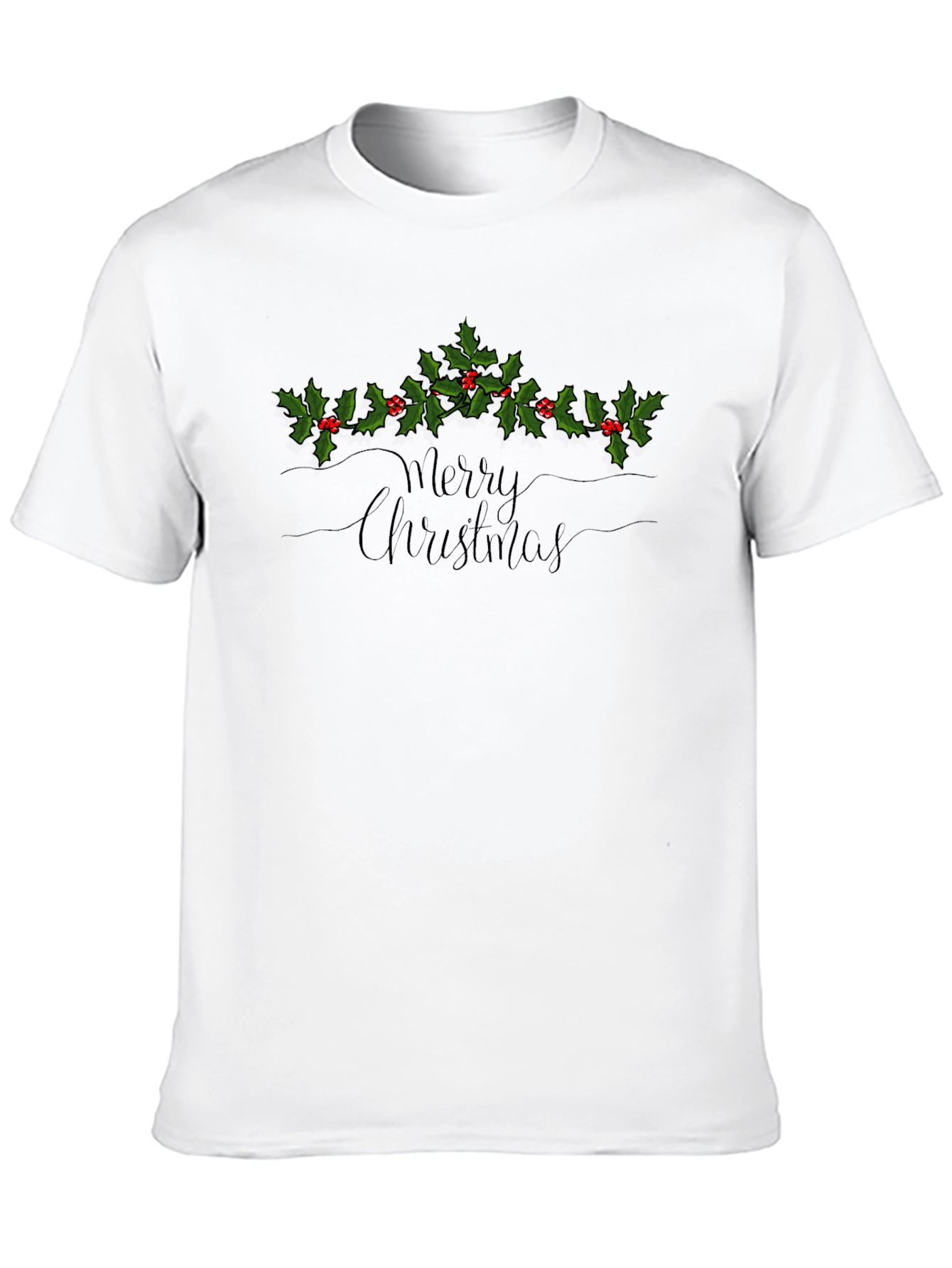 Festive Merry Christmas Holly Berry Graphic Tee