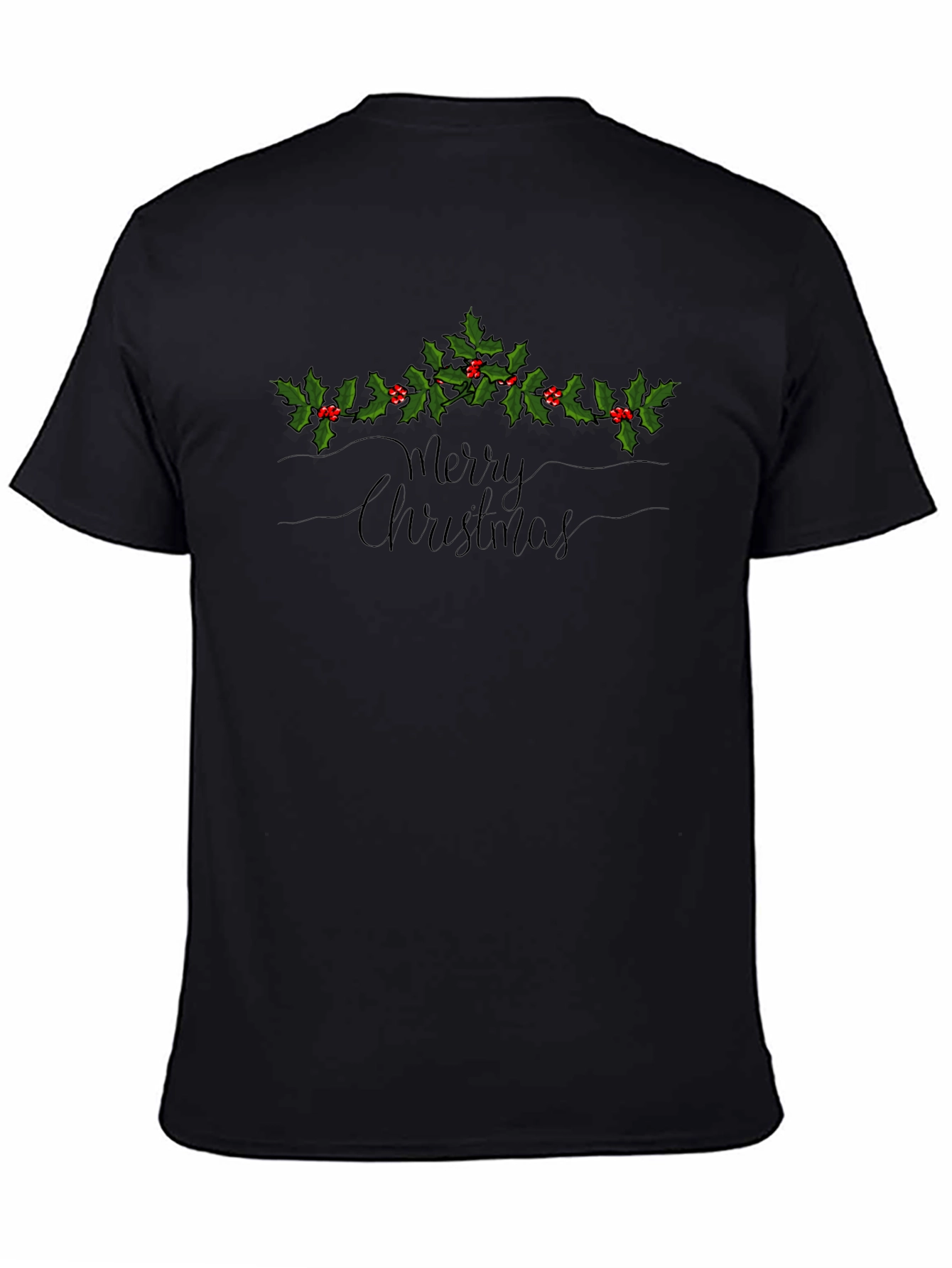 Festive Merry Christmas Holly Berry Graphic Tee