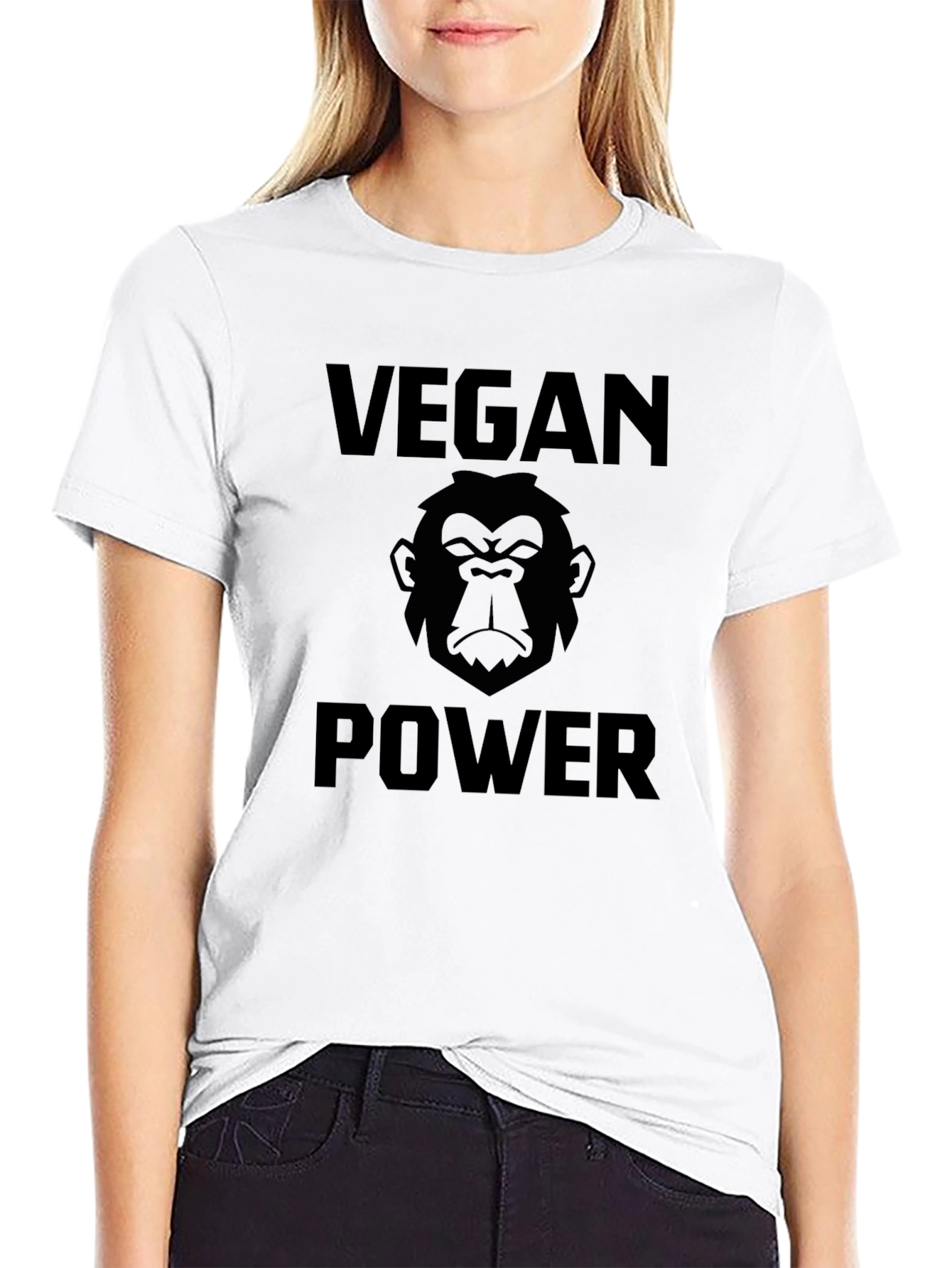 Vegan Power Gorilla Graphic T-Shirt - Black