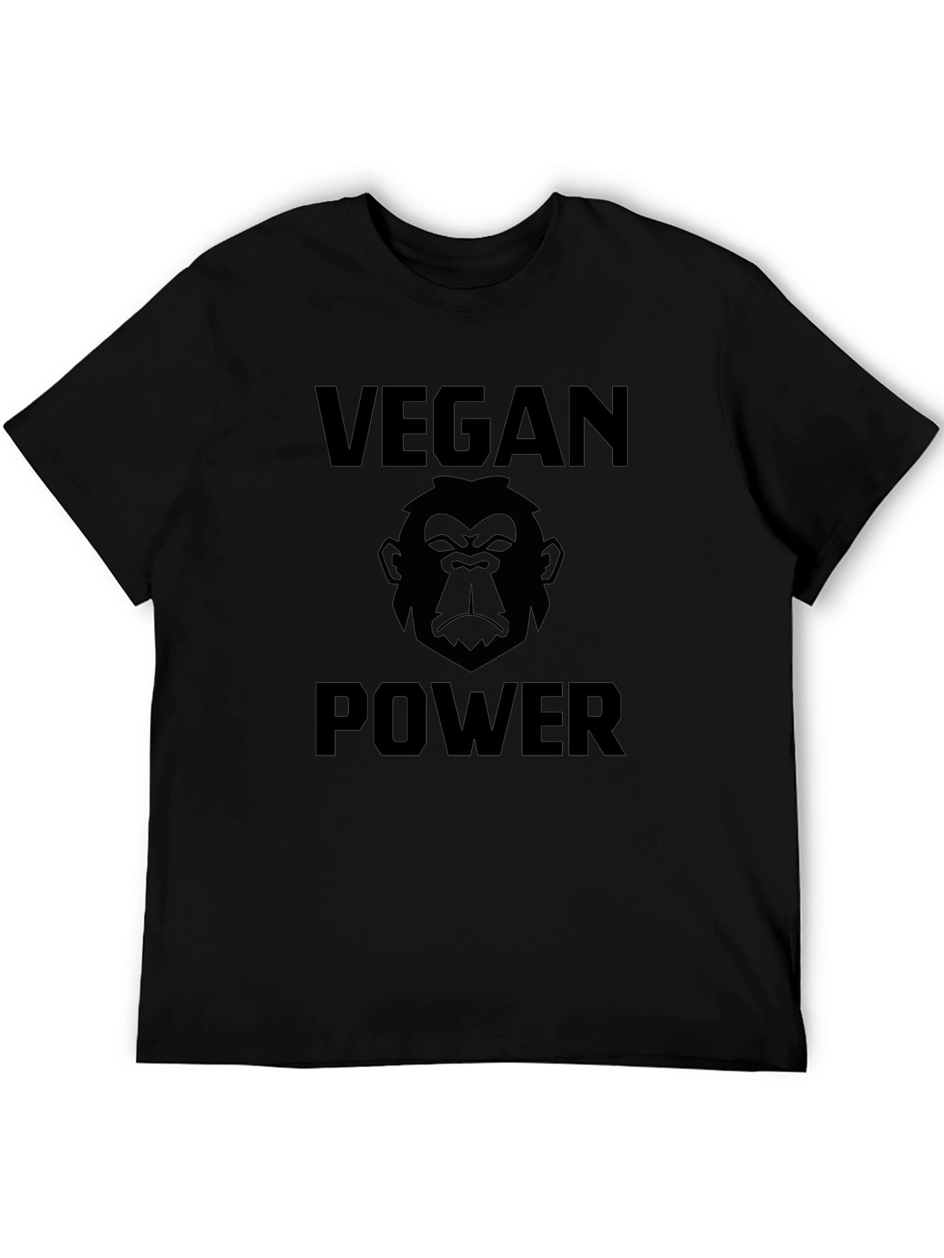 Vegan Power Gorilla Graphic T-Shirt - Black