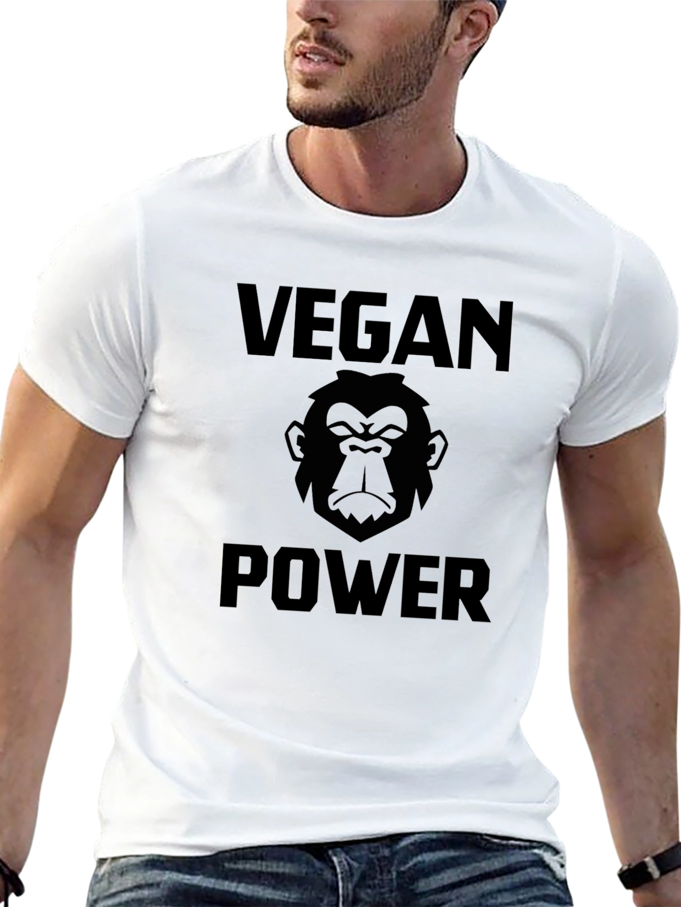 Vegan Power Gorilla Graphic T-Shirt - Black
